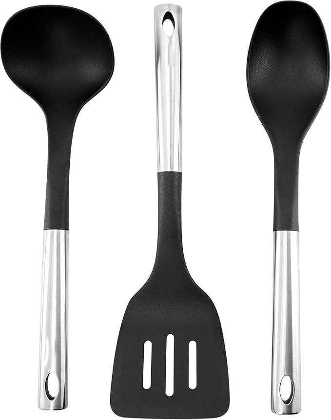 10 Piece Stainless Steel Belly-Shaped Cookware and Nonstick Utensil Set Dishwasher Safe Pots and Pans with Saute Pan Dutch Oven Saucepan and Kitchen Tools