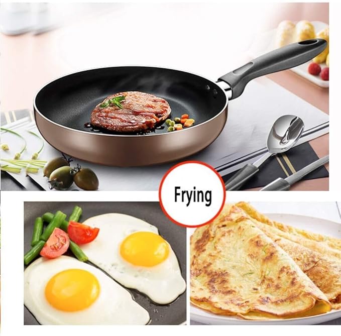 3-Piece Aluminum Cookware Set Non-Stick Coating Induction-Compatible Base Oven Safe Pots with Lids &amp Frying Pan Set
