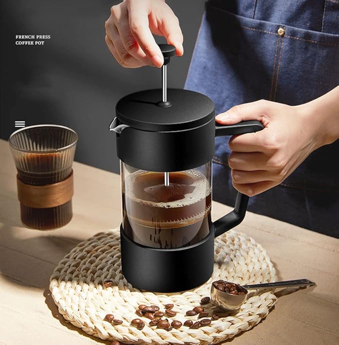 French Press Coffee Maker - Borosilicate Glass Coffee Press Single Cup French Press 1000ML Capacity
