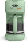 bella 12 Cup Programmable Coffee Marker Reusable Dishwasher Safe Accessories Easy LCD diaply Auto Shutoff 900 watt Seaglass