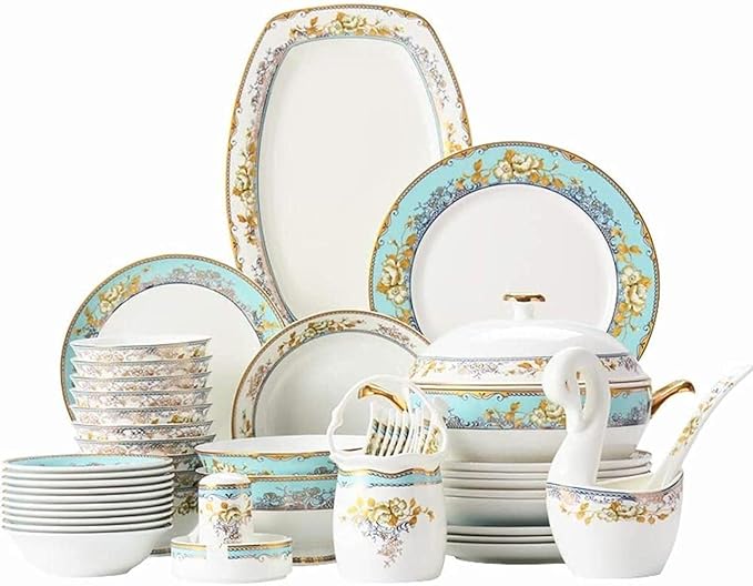 Elegant Dinnerware Set Dinner Plates Bowls Set Dinnerware Sets Porcelain Bone China Dish Sets Bowls/Dessert Plates/Dinner Plates/Pot/Saucers Prime Service For 1060 Pcs