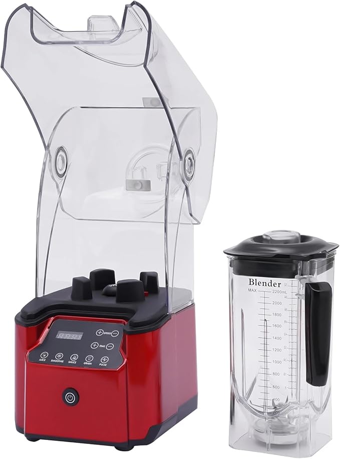 Commercial Blender 74.4oz 2200W Professional Smoothie Machine Heavy Duty Countertop Blender with 6-Blade 8 Gears Adjustable Speed &amp Timer for Commercial and Home