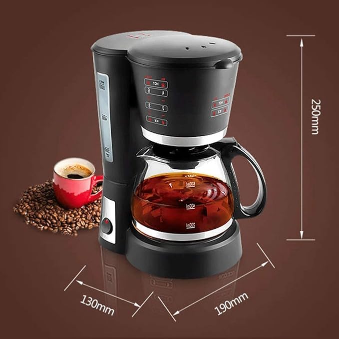 Coffee Machine Filter Coffee Machine0.6L Capacity Coffee Maker Producing Up To 5 CupsAnti-Drip SystemPermanent Reusable FilterBlackCompatible with espresso cooker