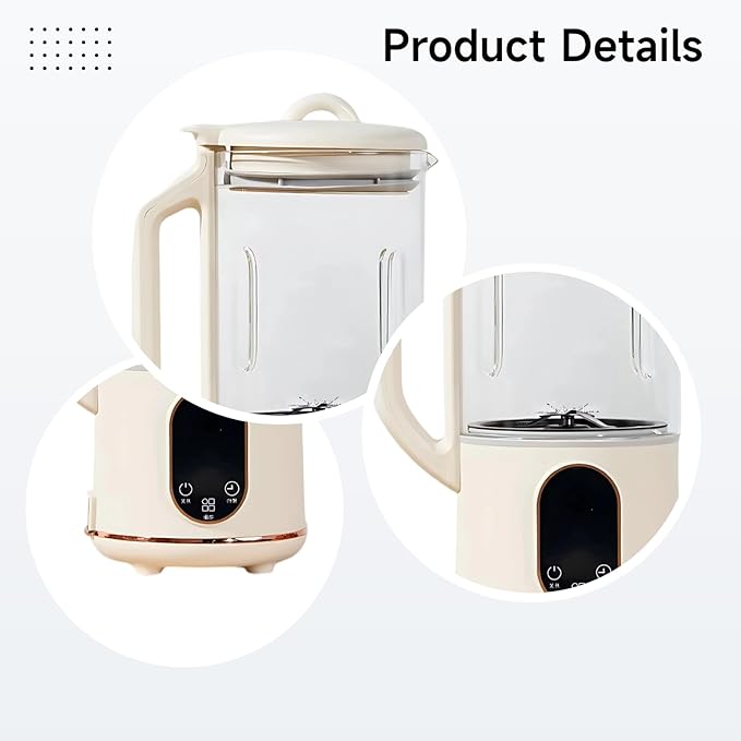 Portable 40.6 Fl Oz Milk Maker 1200 Ml Beige Blender with Automatic Self-Cleaning &amp Six Functions