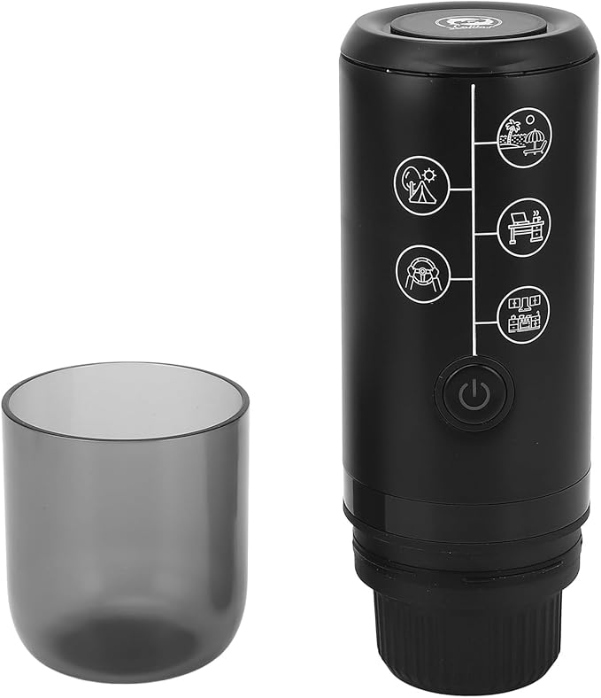 Zerodis Portable Electric Machine Self Heating Coffee Maker Cordless Rechargeable 17 Bar Pressure Electric Capsule Coffee Maker for RV Hiking Office (Black)