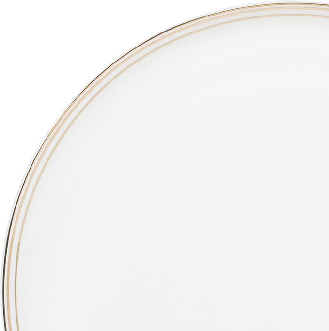 Everyday White by Fitz and Floyd Nevaeh Bone China Coupe Gold Bands Dinnerware Set Service for 4