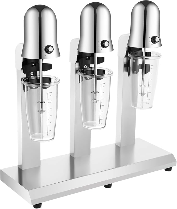 Electric Milkshake Maker Machine Stainless Steel Milk Mixer Blender Triple Head Malt Blender Drink Mixer 110V 540W Commercial Smoothie Mixer (3 Head)