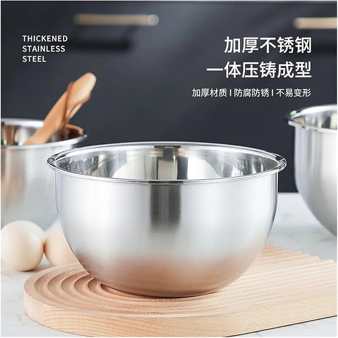 Stainless Steel Bowl Fruit Salad Mixing With Scale Deepen Large Capacity Soup Basin Kitchen Cooking Baking Tools(20cm)