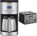 Cuisinart Coffee Maker 12 Cup Programmable Drip with Carafe Stainless Steel DCC-3400P1 &amp CPT-142BK 4-Slice Compact Plastic Toaster Black