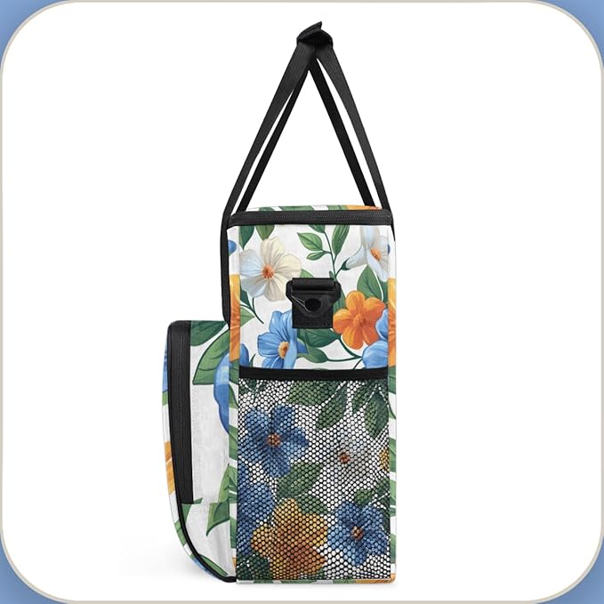 Majestic Flowers Coffee Maker Carrying Bag Portable Travel Storage Tote Bag Compatible with K-Mini or K-Mini Plus Single Serve Coffee Brewer Carrying Case with Multiple Pockets &amp Shoulder Strap