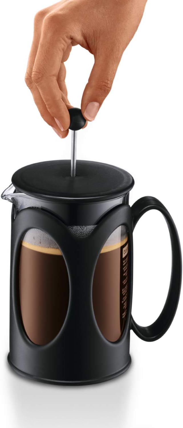 BODUM 10683-01 Kenya French Press Coffee Maker Borosilicate Glass - 4-Cup (0.5 L) Black