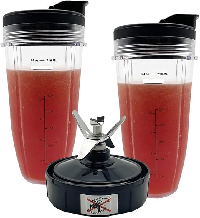 ABKR-24Oz Blender Cup With Lid Compatibie For Ninja Auto IQ Pro BL480 BL482 BL642 BL682 BL450 BN401 BN751 BN801 Foodi SS351 Parts