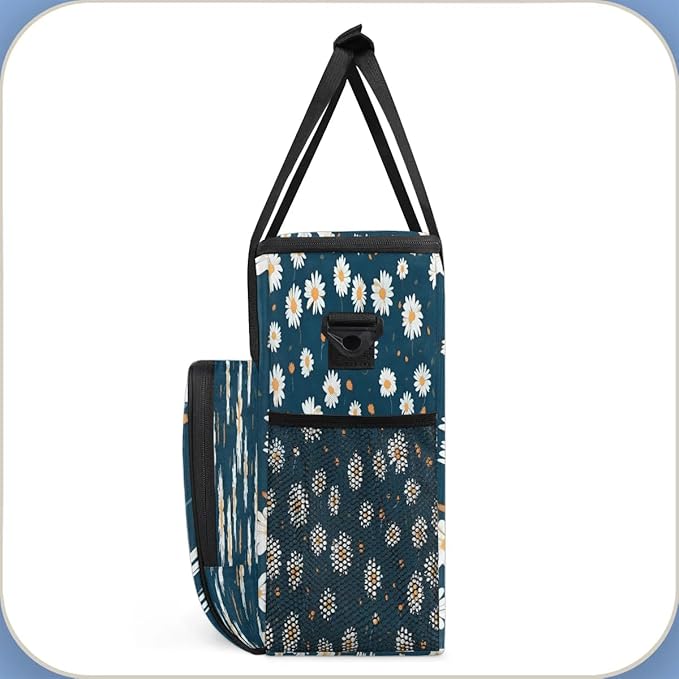Daisy Floral Printed Coffee Maker Travel Bag for K-Mini or K-Mini Plus Single Serve Coffee Brewer Portable Storage Tote Case for Tarvel