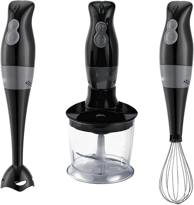 2-Speed Hand Blender And Food Processor With Balloon Whisk (Black)
