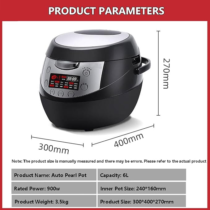 900W Pearl Maker Electric Rice Cookers Tapioca Pearl Cooker with Touch Control Panel | Commercial Pearls Machine Integrated Pot Lid with Thermal Probe &amp Sealing Ring w/2 Juice Cup