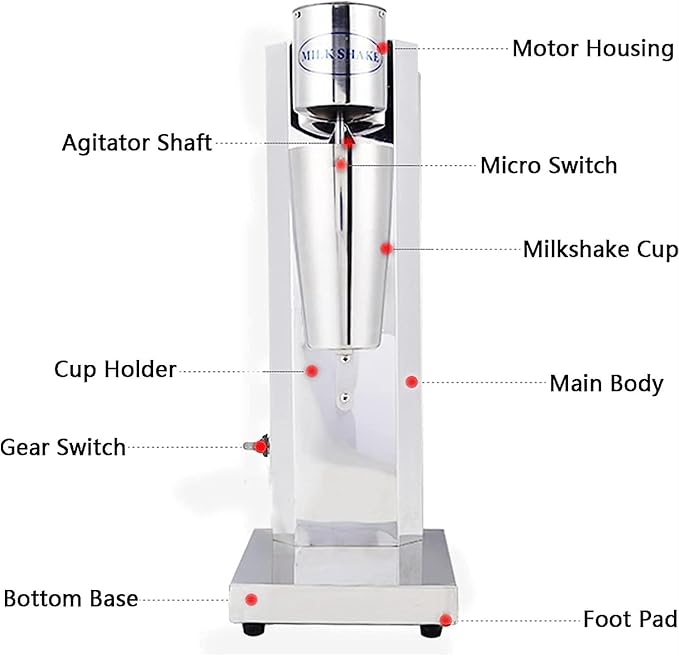 Milkshake MakerBlenders Commercial Single Head Drink Mixer Electric Stainless Steel Milkshake Maker with 800Ml Cup for Smoothie Milk Ice Cream