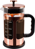 French Press Coffee Tea Maker Upgrade Heat Cold Resistant Thickened Glass with 4 Level Stainless Steel Filtration System Brew Coffee &amp Tea BPA Free Large 1000ml 34oz Rose Gold