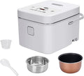 Rice Cooker &amp Low Sugar Drained Rice Pot 3L Large Capacity Aluminum Non-Stick Liner for Family Dormitory (Green) (White)
