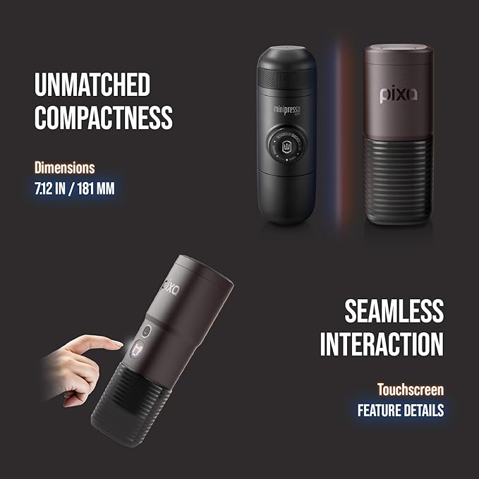 WACACO PIXAPRESSO Coffee Machine Electric &amp Portable With 4 Coffee Types &amp Fast Heat-Up 3 * 3000mAh Battery 20 Bar Portable Espresso Maker For Ground Coffee &amp NS Capsule Dark Burgundy