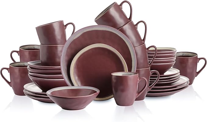 Stone Lain Serafina Stoneware Dinnerware Set 32 Piece Wine