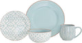 Baum-Essex - Dinnerware Sets 16 Piece Dish Set for 4 Beautiful Home Decor includes Dinner Plates Salad Plates Bowls and Mugs (Manchester Sky)