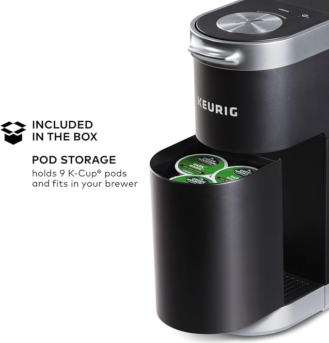 Keurig K-Mini Plus Single Serve K-Cup Pod Coffee Maker with 6 to 12oz Brew Size Stores up to 9 K-Cup Pods Travel Mug Friendly Matte Black