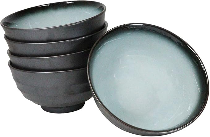 Ebros Gift Blue Sky Stars Artistic Seikai Porcelain Collection Dinnerware Serveware Kitchenware Set Asian Japanese Dining Restaurant Supply (Pack Of 5 Medium Soup Salad Rice Bowls 24oz)