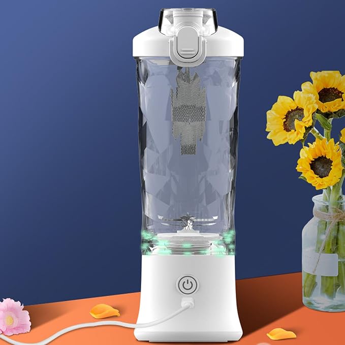 Portable Blender USB Electric Blender Mini Juicer Cup with Stainless Steel Blades 2 Modes for Making Smoothies Juice Shakes for Travel Camping Gym Office 600ml (White)