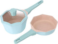 Soup Pot Non-Stick Cookware Set Pots and Pans Set for Cooking Ceramic Coating Saucepan Stock Pot with Lid Frying Pan Pink/Blue (2 One Size)