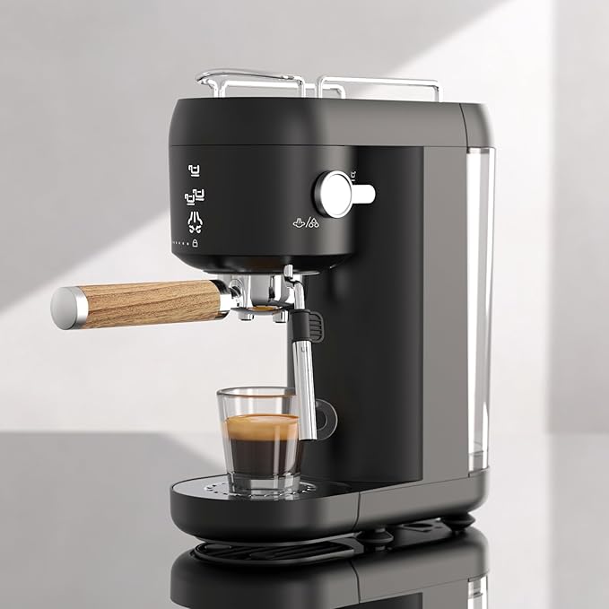 Italian Coffee Machine Semi-Automatic 1000ml Household Small Fully Semi-Automatic Household Small Coffee Machine American One Milk Foam Machine(Us Version 110v)