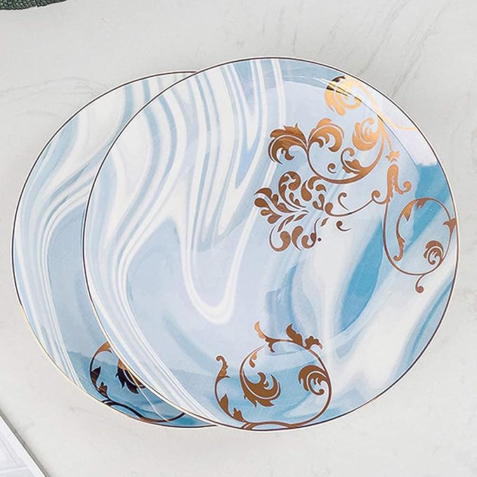 65 pcs Dinnerware Set Serves for 10 People Line Drawing Decoration Bone China Tableware SetPremium Quality Porcelain Dishes/Plate/BowlDishwasher &amp Microwave SafeBlue (62pcs Serves for 10)