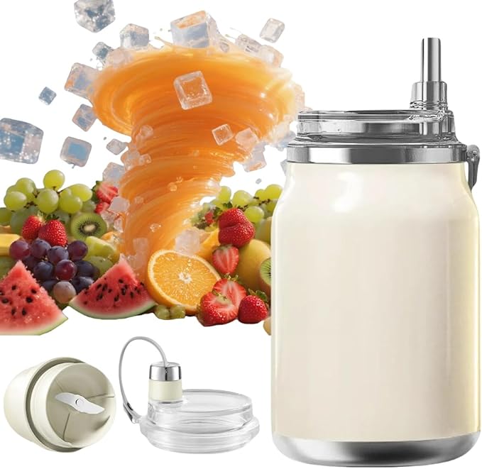 Velytycheon Shaved Ice Juice Cup Portable BlenderMultifunctional Cordless JuicerRechargeable Mini Travel CupPersonal Smoothie Blenders with Leakproof-Lid for Office Gym Camping Travel (600ML)