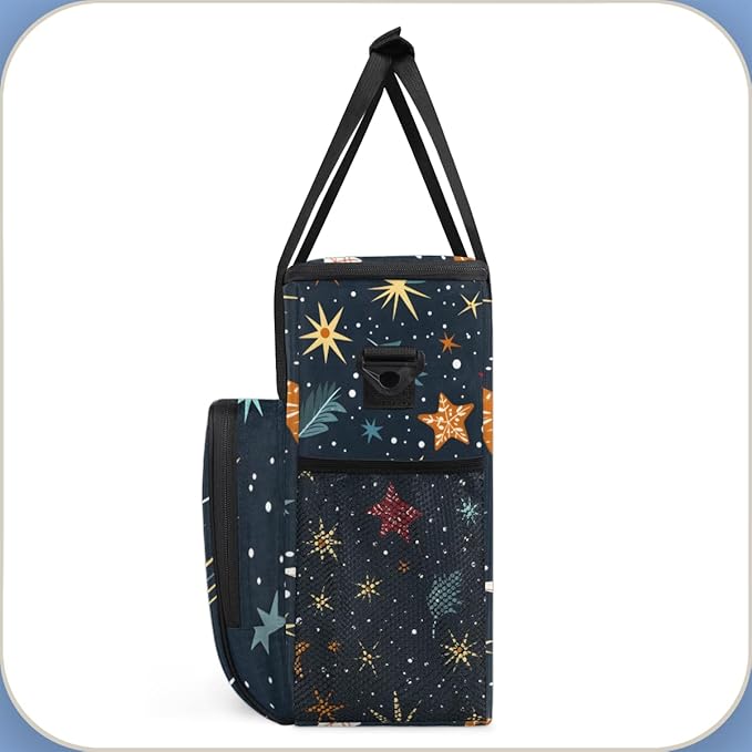 Christmas Snowflakes Coffee Maker Carrying Bag Bright Snowflakes Travel Storage Bag Compatible with K-Mini or K-Mini Plus Single Serve Coffee Brewer Carrying Case with Pockets &amp Shoulder Strap