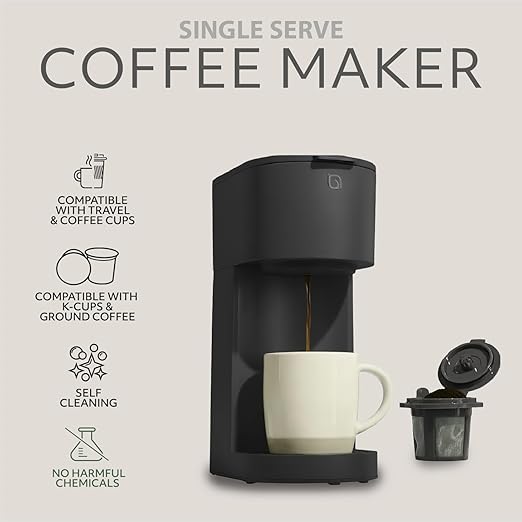 WILLOW K-Cup Coffee Maker Single Serve Coffee Maker with 6 to 12oz Brew Size &amp Strong Brew Option Single Cup Coffee maker made with 99% PCR Recycled Plastics Coffee Machine - BLACK