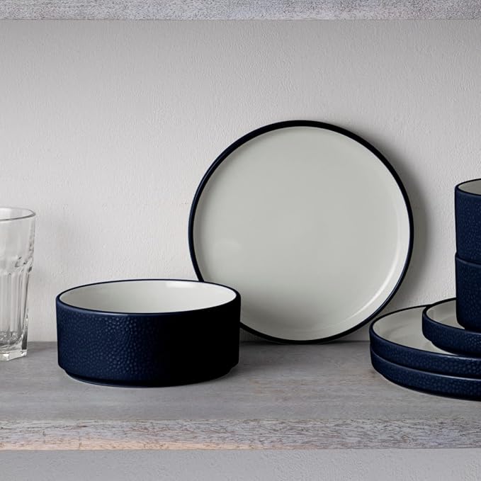 Noritake ColorTex Stone Navy 12-Piece Dinnerware Set Service for 4