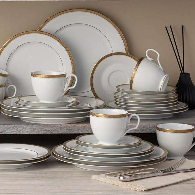 Noritake Charlotta Gold 60-Piece Value Set Service for 12 in White