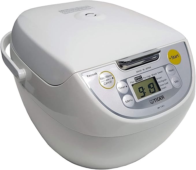 Tiger JBV-S18U 10-Cup Microcomputer Controlled 4-in-1 Rice Cooker (White)