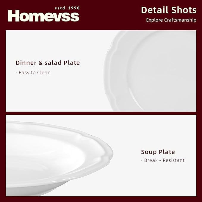 HomeVss New Bone China Embossed French Countryside 18pc Dinnerware Set