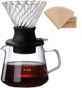 Immersion Dripper Coffee Maker Set Glass 02 Dripper Pour Over Coffee Making Set Immersion Dripper Switch Drip Coffee Accessories(V02 Set-Transprent)