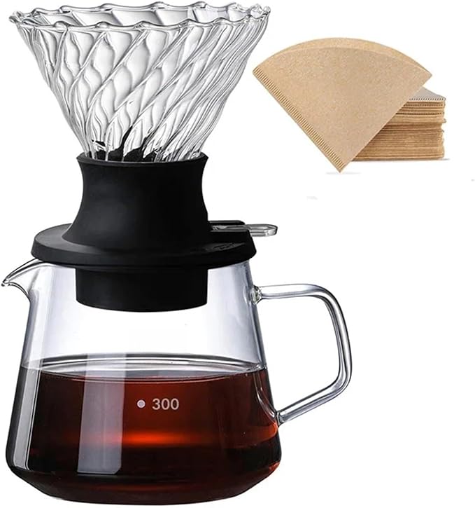 Immersion Dripper Coffee Maker Set Glass 02 Dripper Pour Over Coffee Making Set Immersion Dripper Switch Drip Coffee Accessories(V02 Set-Transprent)