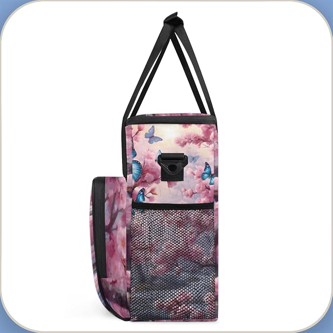 Dreamy Butterfly Coffee Maker Carrying Bag Modern Butterfly Travel Storage Bag Compatible with K-Mini or K-Mini Plus Single Serve Coffee Brewer Carrying Case with Multiple Pockets &amp Shoulder Str