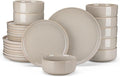 vancasso PLAYA Ceramic Plates and Bowls Sets24 Pieces Grey Dinnerware Sets for KitchenReactive Glaze Dishes Set for 8 Dishwasher and Microwave Safe