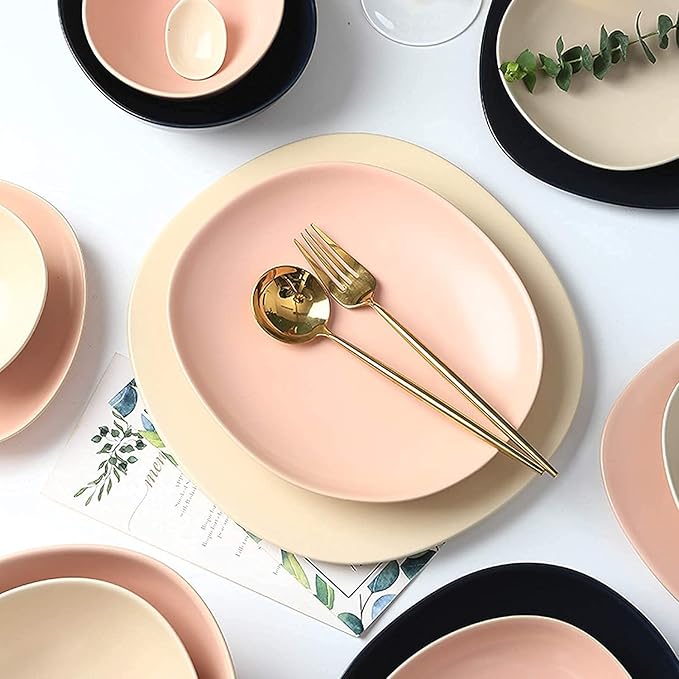 Dinnerware Sets - Luxury Gift Dishes Service Set Ceramics Dinner Sets Porcelain Dinnerware Set of 42 | Cereal Bowl and Steak Plate Set for Wedding Housewarming Gift(A)