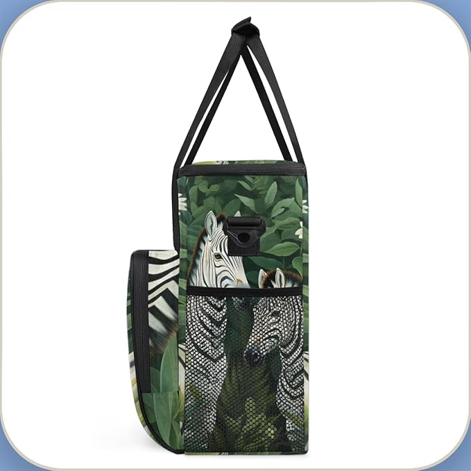 Zebra Coffee Maker Carrying Bag Palm Leaves Portable Travel Storage Tote Bag Compatible with K-Mini or K-Mini Plus Single Serve Coffee Brewer Carrying Case with Multiple Pockets &amp Shoulder Strap