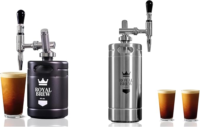 The Original Royal Brew Nitro Cold Brew Coffee Maker - Gift for Coffee Lovers -64 oz + 128 oz Extra Large Home Keg Nitrogen Gas System Coffee Dispenser Kit
