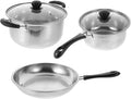Cabilock 1Set Stainless Steel Cookware Set Noodle Pot Frying Pan Set Portable Kitchen Cooking Pots for Soups Stews and Milk Heat Insulated Handles for Home and Restaurant