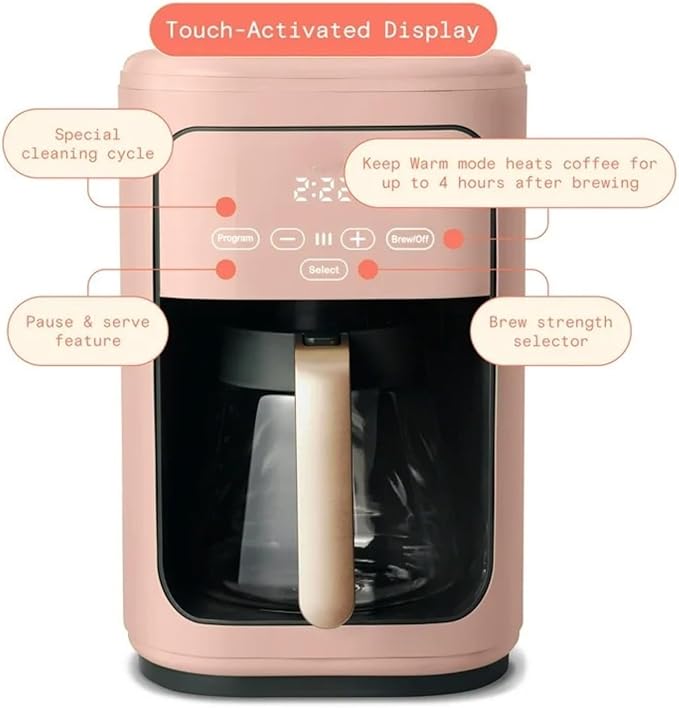 Coffee Maker 14-Cup Programmable Drip Coffee Maker with Touchscreen Controls Auto Shut-Off and Keep Warm Function