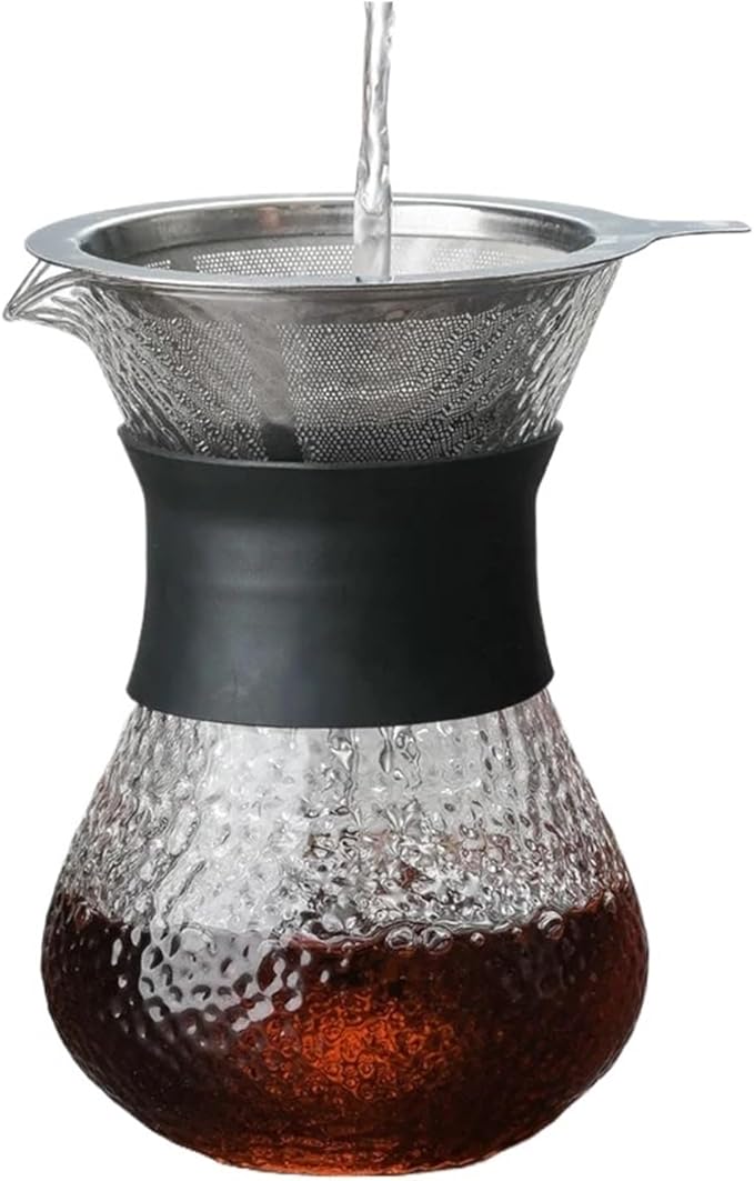 400ml Hand Drip Coffee Maker Manual Pour Over Coffee Dripper With Glass Pot Stainless Steel Coffee Maker For Home Office Camping