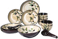18 Pieces Ceramics Plates Bowls Combination Porcelain Flower Pattern Dinner Sets