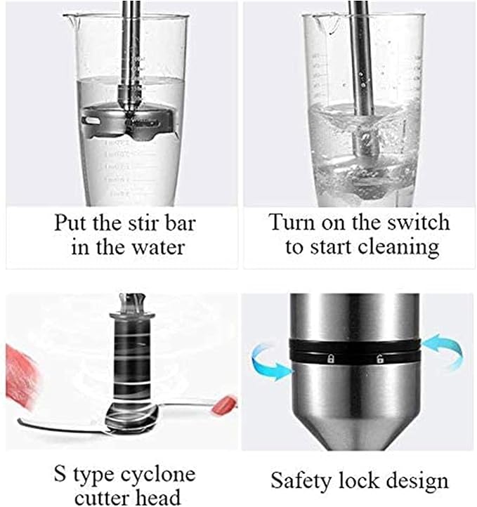 Immersion Hand Blender 6-in-1 Stick Blender Set with an Electric Stainless Steel Mixer an Egg Whisk Food Chopper and Beaker Container Great for Making Vegetable Meat Smoothies Sauces and